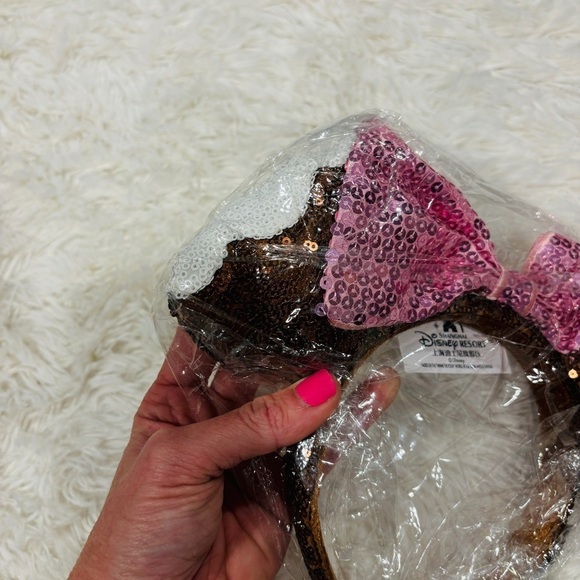 Disney Parks Chocolate Mickey Mouse Ice Cream Bar Bow Sequin Ears Headband NWT - Picture 9 of 11